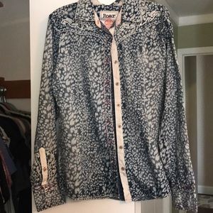 ROAR button down cheetah shirt